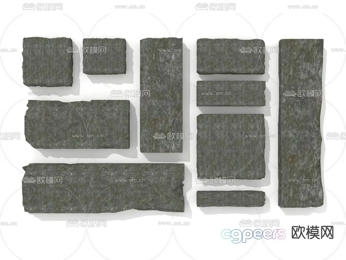 Garden Road Paving Tingbu Bluestone Slab 3D Model