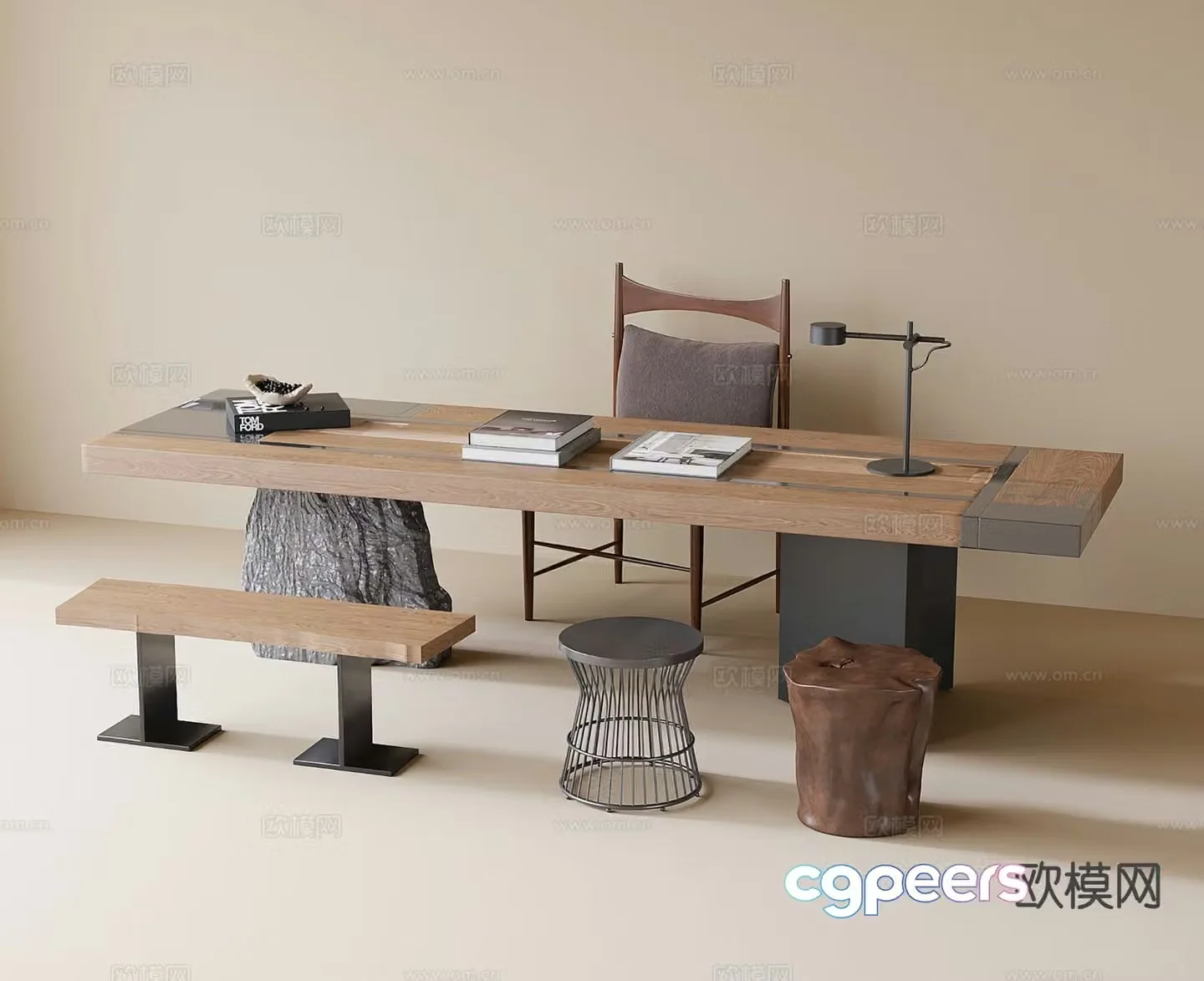 Wabi-sabi desk desk 3d model