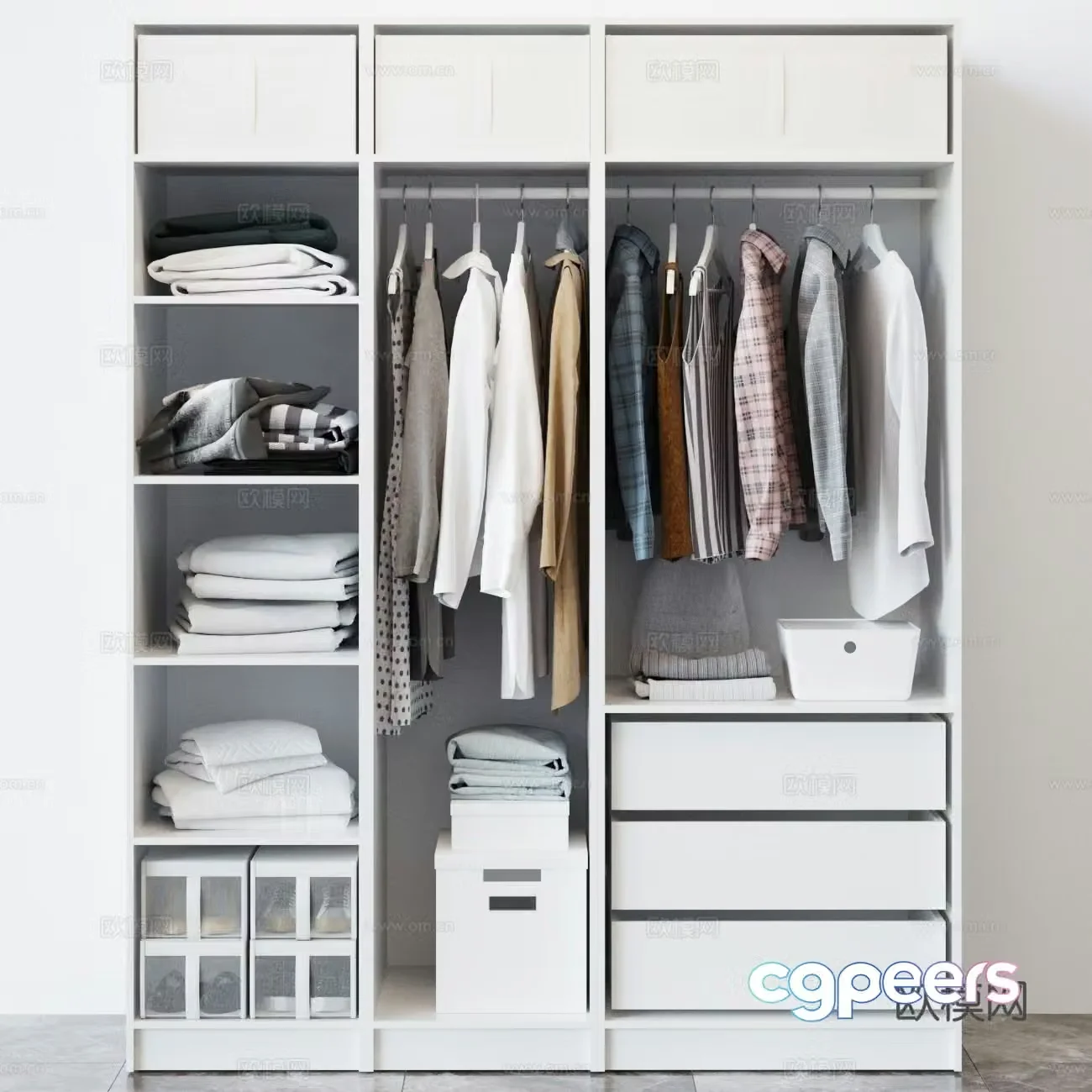 Doorless wardrobe wardrobe 3d model