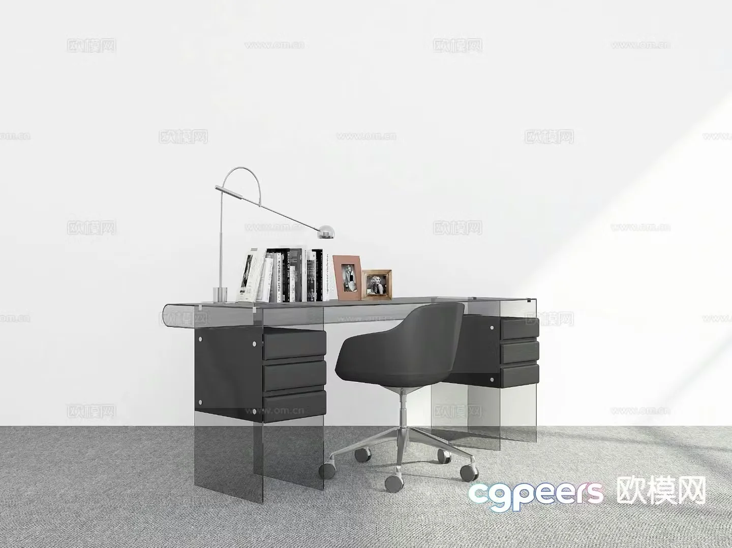 Modern office desk executive desk 3d model