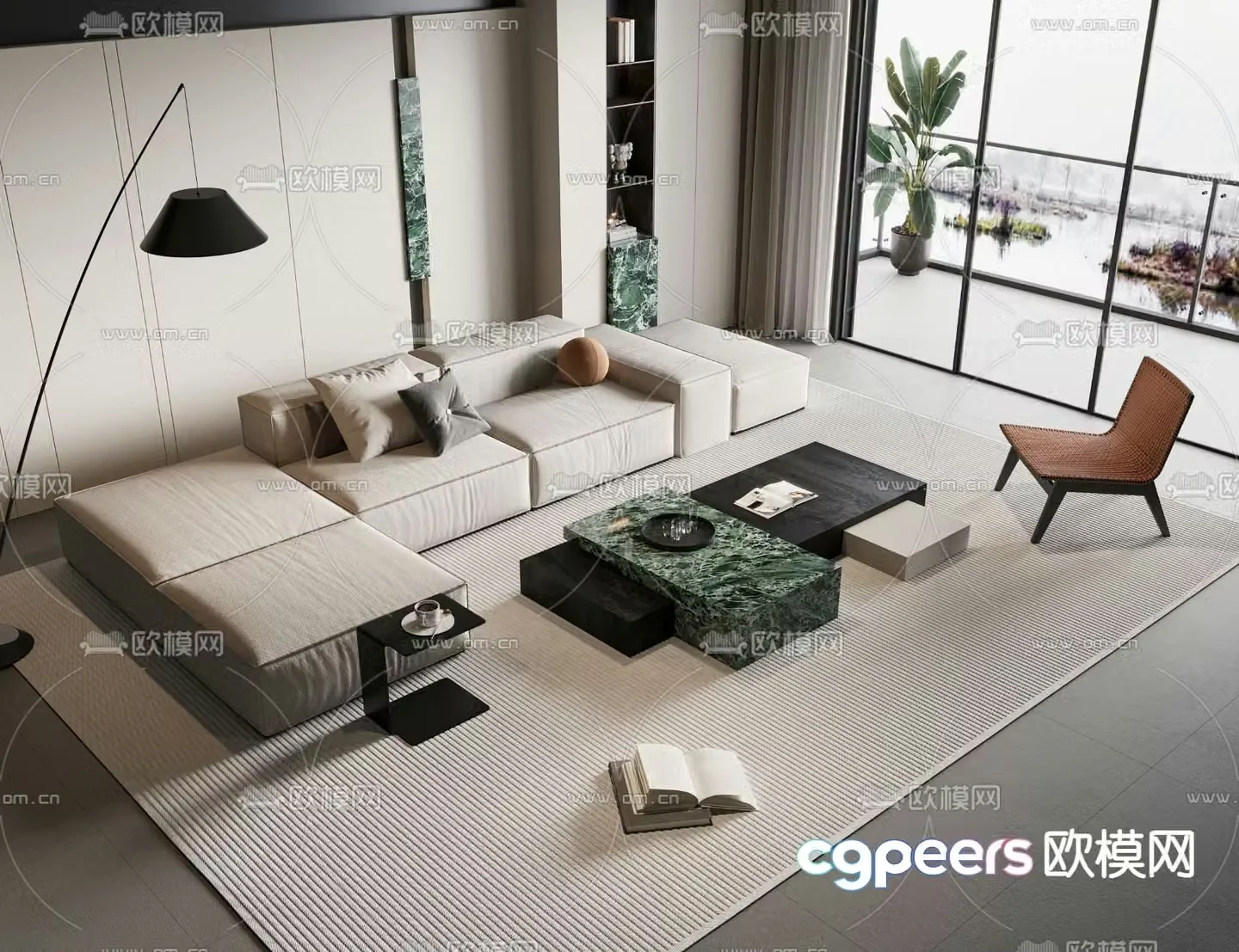 Modern sectional sofa 3d model