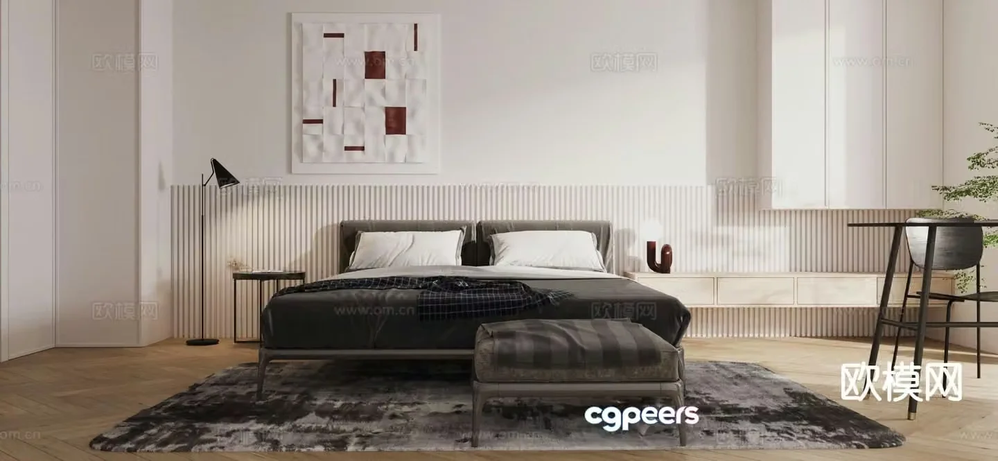 Modern double bed 3d model