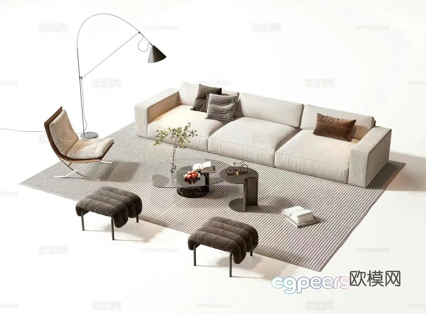 Modern sofa coffee table set 3d model