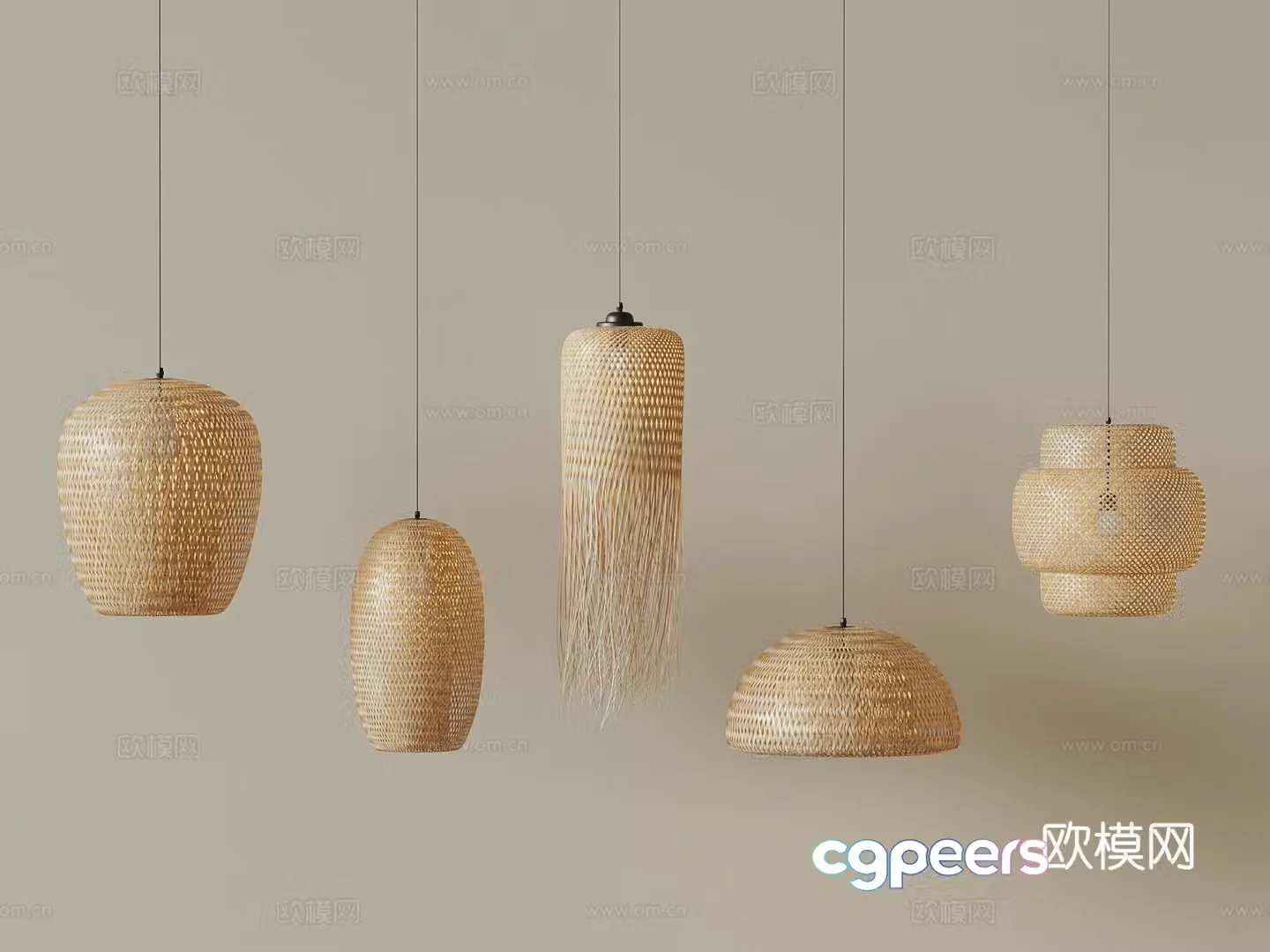 Chandelier Wasabi Chandelier Rattan chandelier 3D model