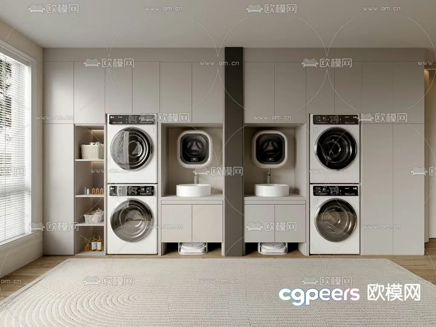Balcony cabinet washing machine cabinet 3d model
