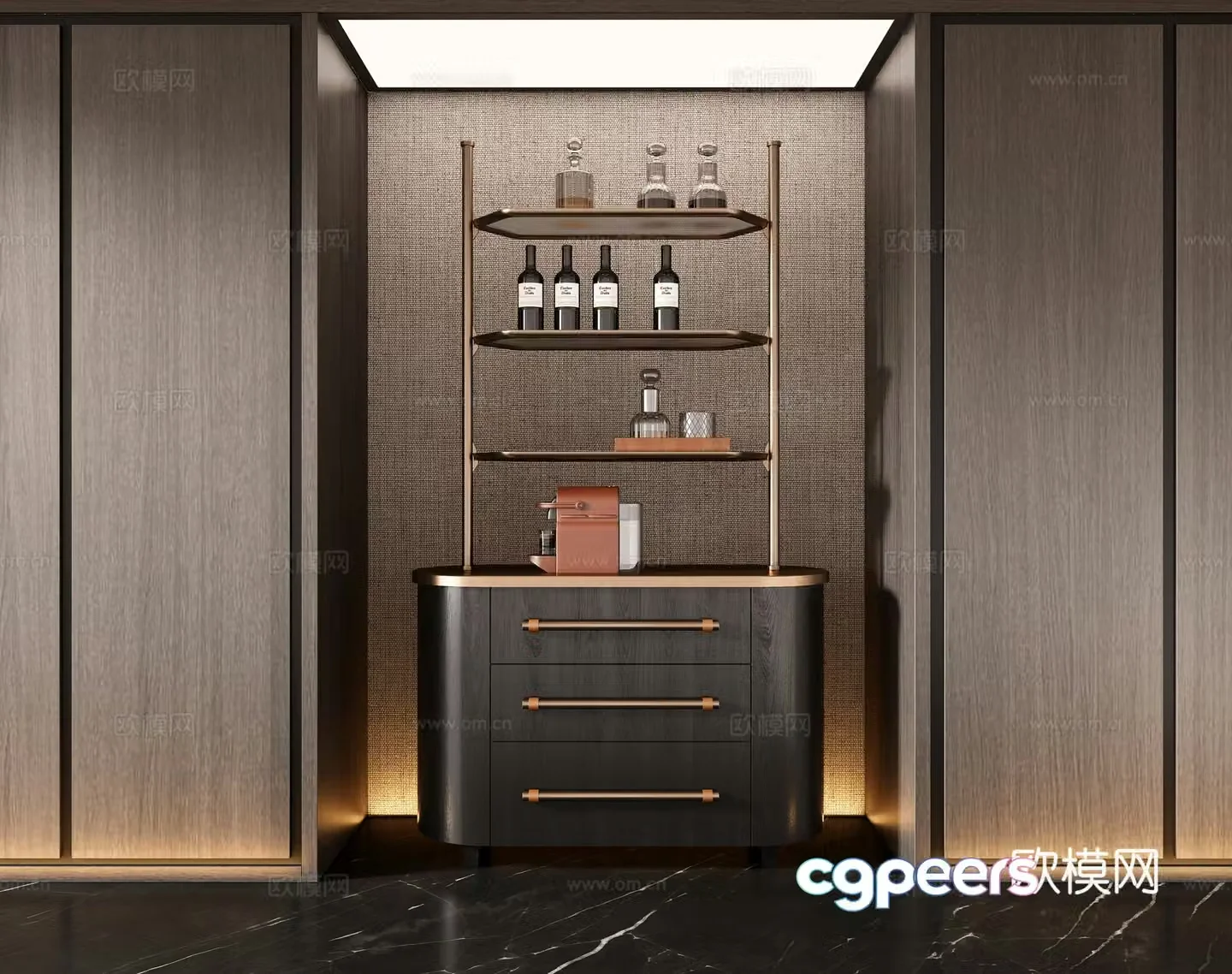 Modern light luxury wine cabinet 3D model