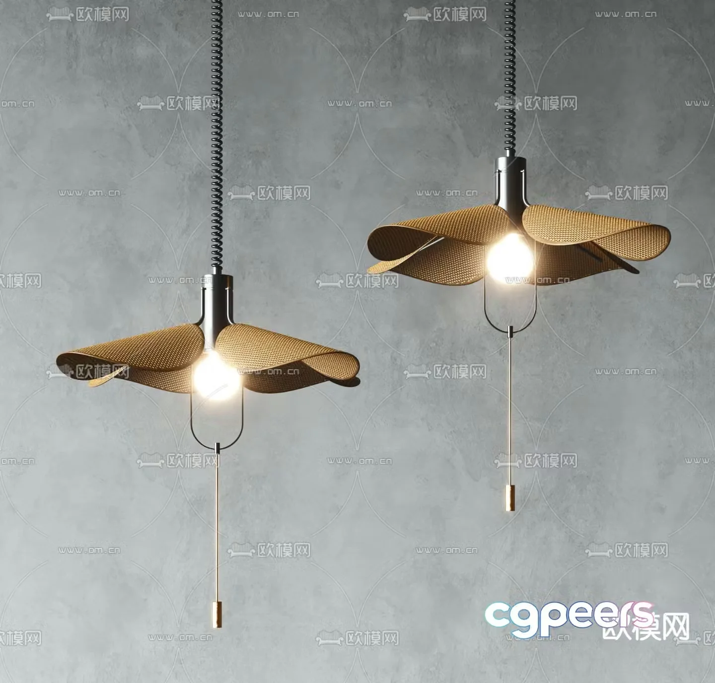 Wabi-sabi style small chandelier rattan chandelier bamboo chandelier 3D model