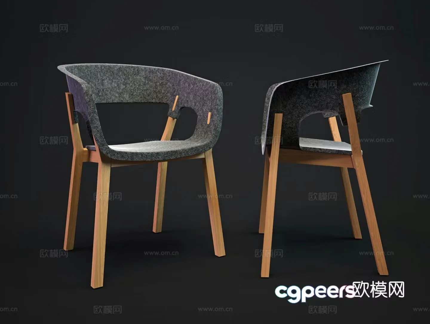 Nordic single chair chair leisure chair dining chair 3d model
