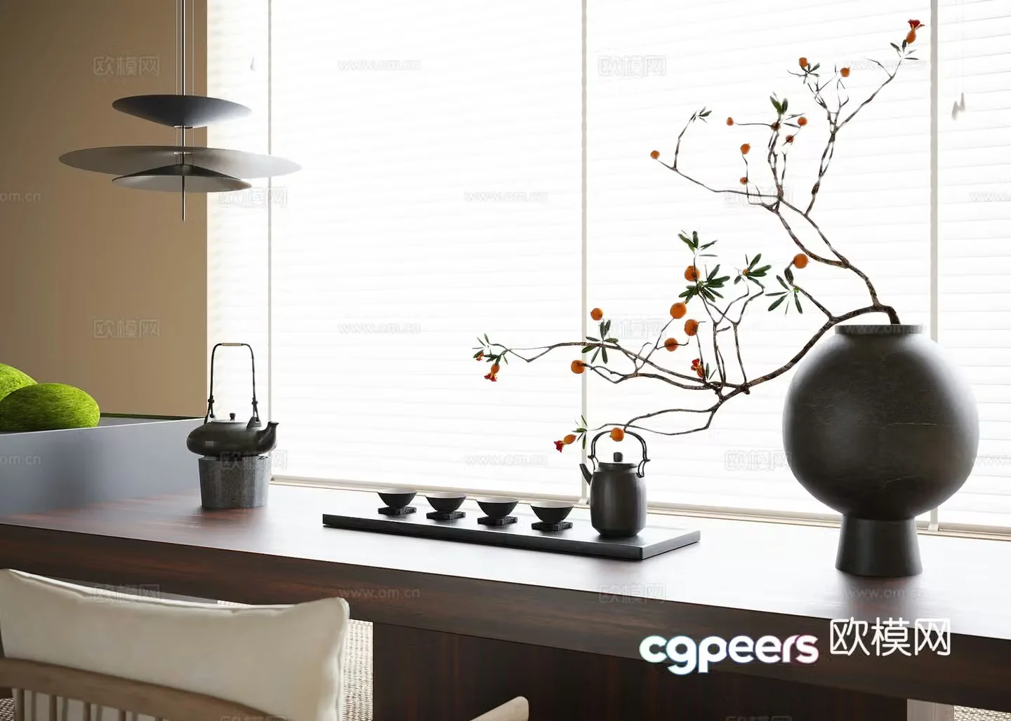 New Chinese style tea set ornaments teapot tea cup 3d model