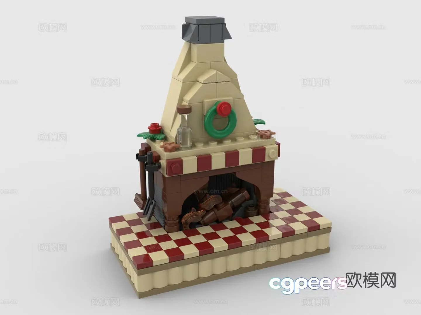 LEGO LEGO Toys Building Blocks Christmas Fireplace 3d Model