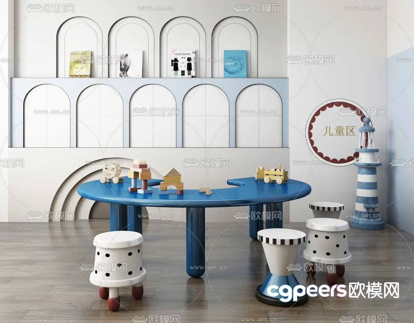 Children’s table and chair toys 3d model