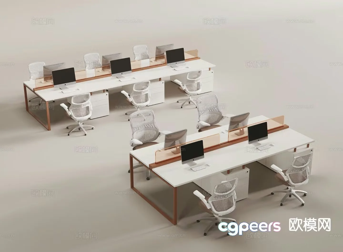 Office desk chair screen card slot 3D model