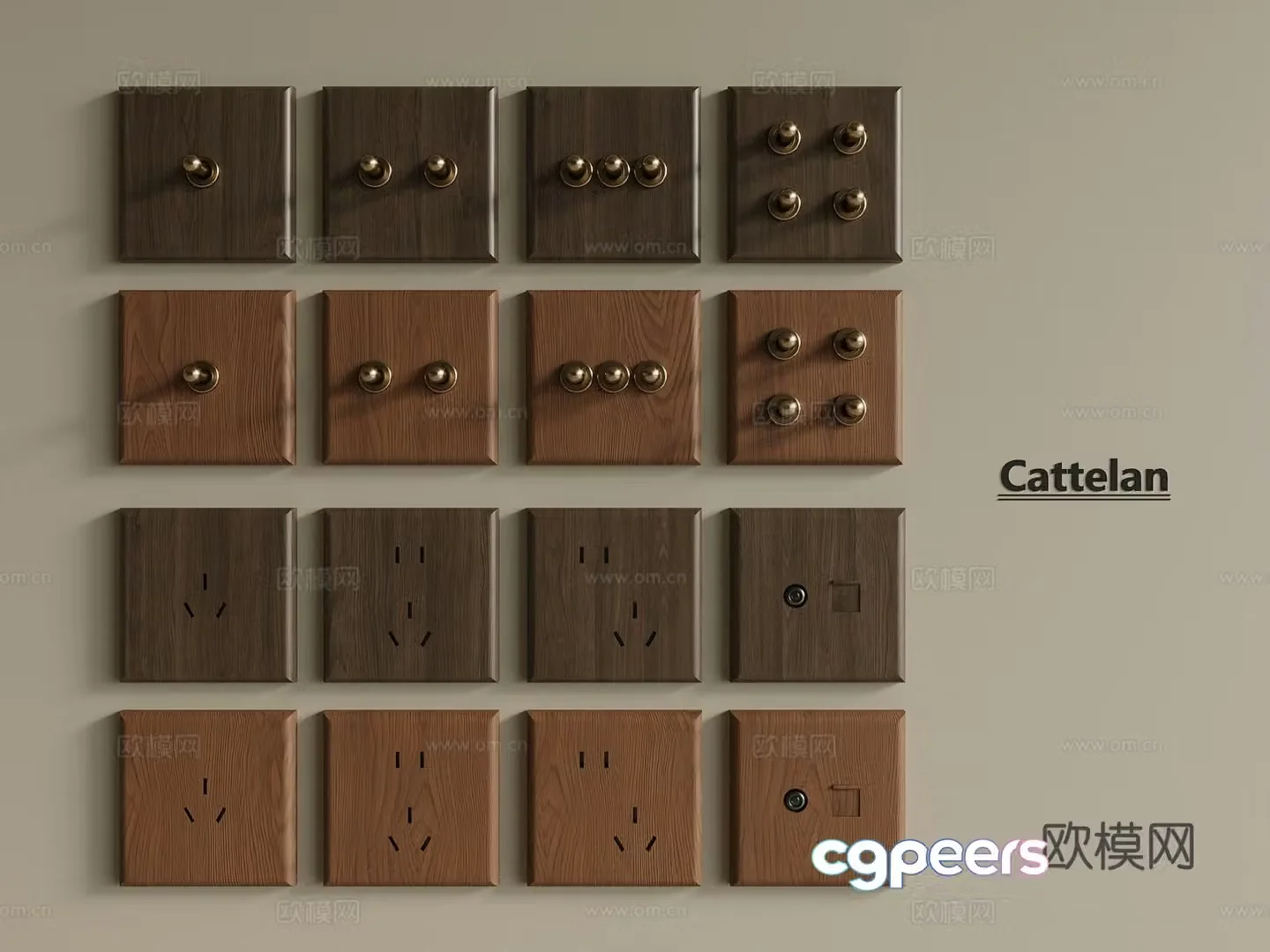 Middle Ages New Chinese Socket Switch Socket Switch Socket Combination 3D Model