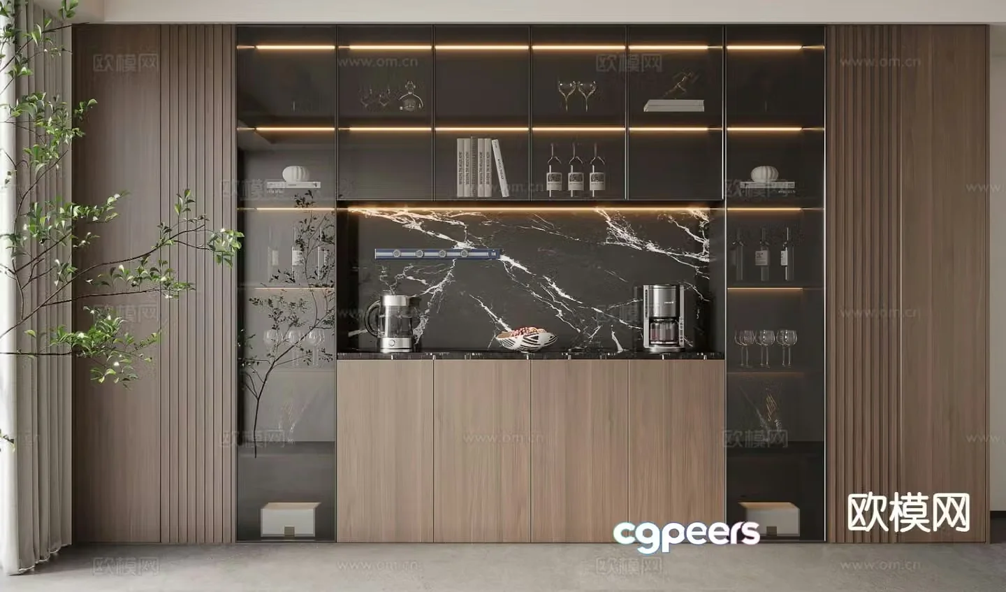 Italian glass wine cabinet sideboard 3d model