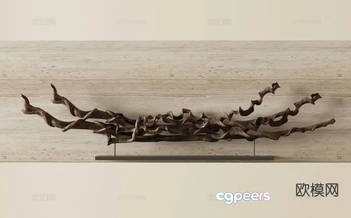 New Chinese style wood carving ornaments 3D model