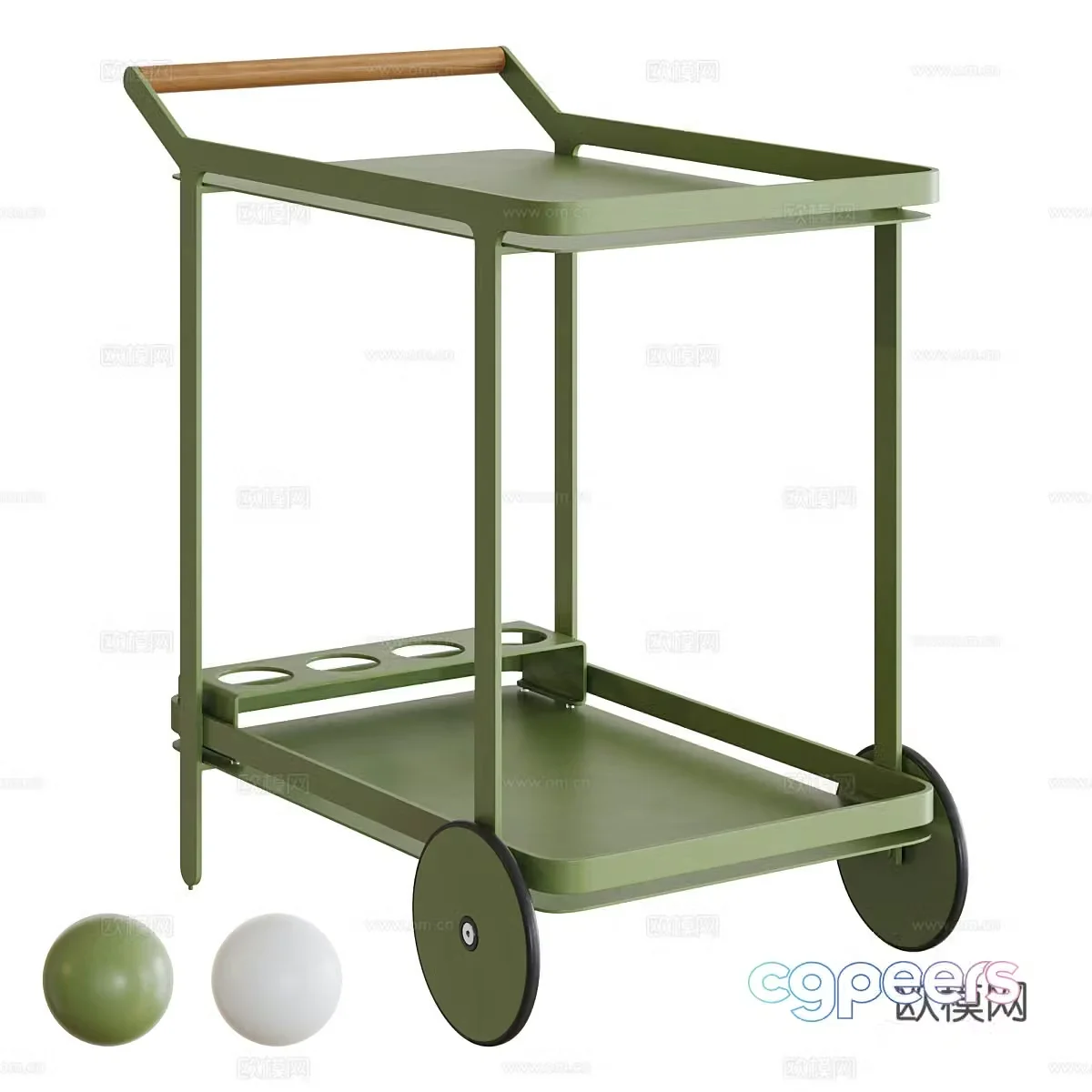 Modern dining cart wine trolley 3d model