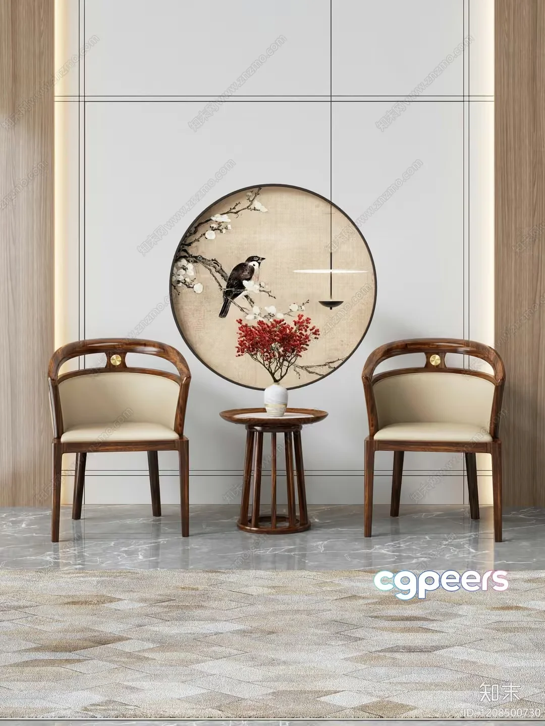 Modern Asian-Inspired Decor 3D Model – 3263 – VRAY Render