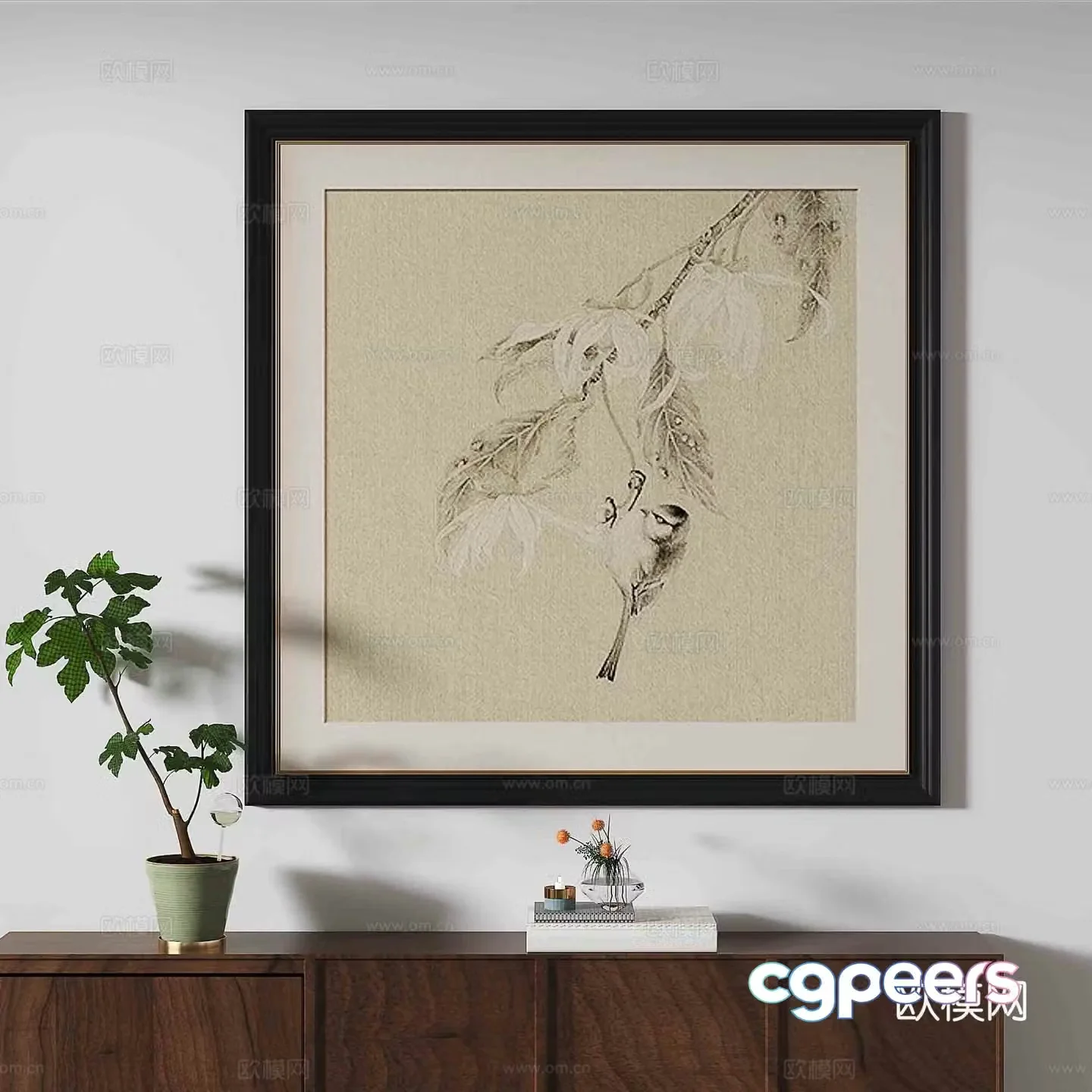 Simple European texture painting decorative painting 3d model
