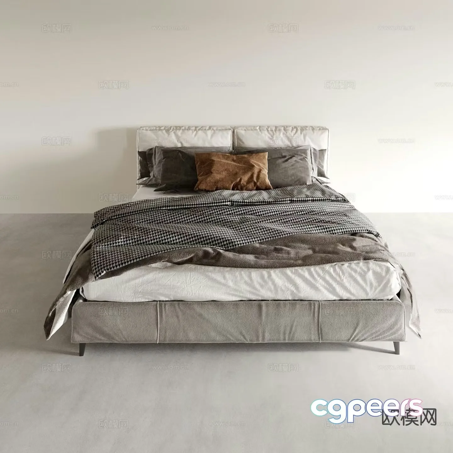 Modern double bed 3d model