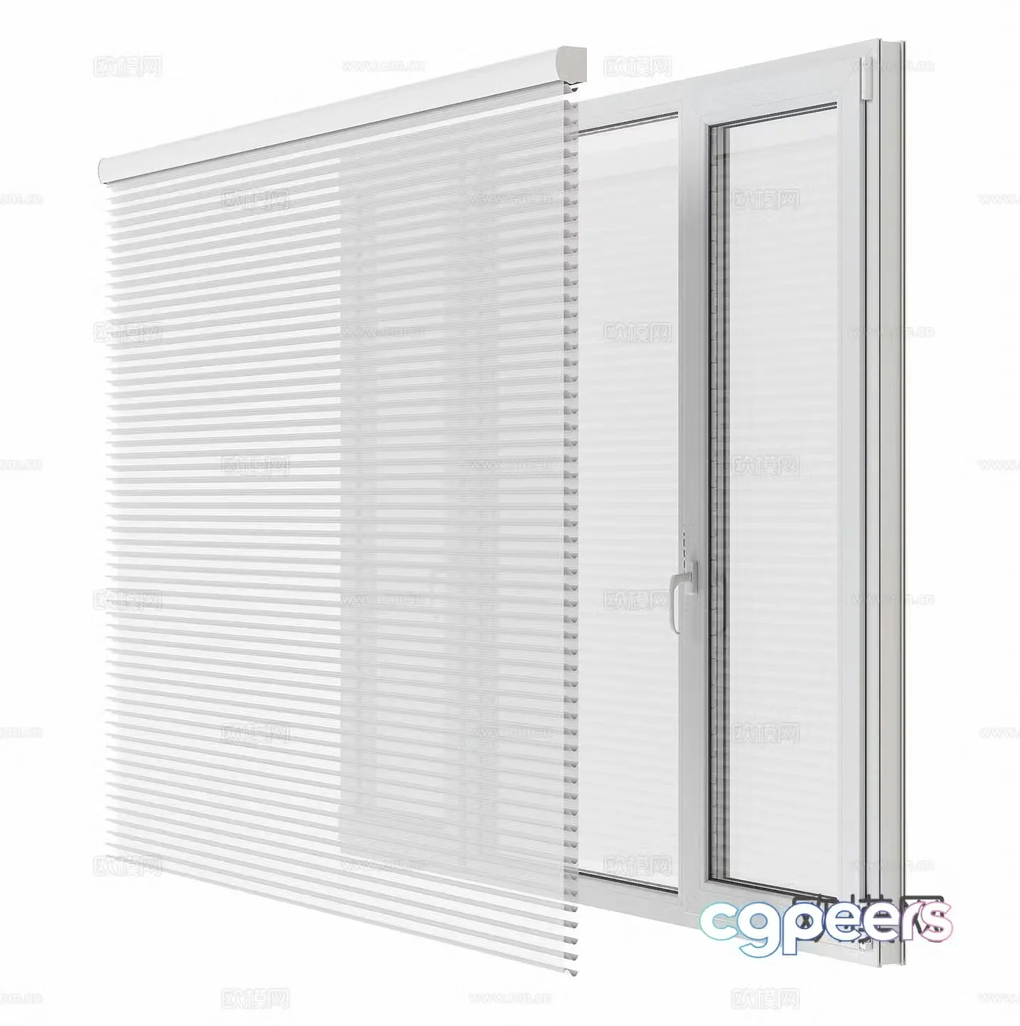 modern curtains venetian blinds 3d model