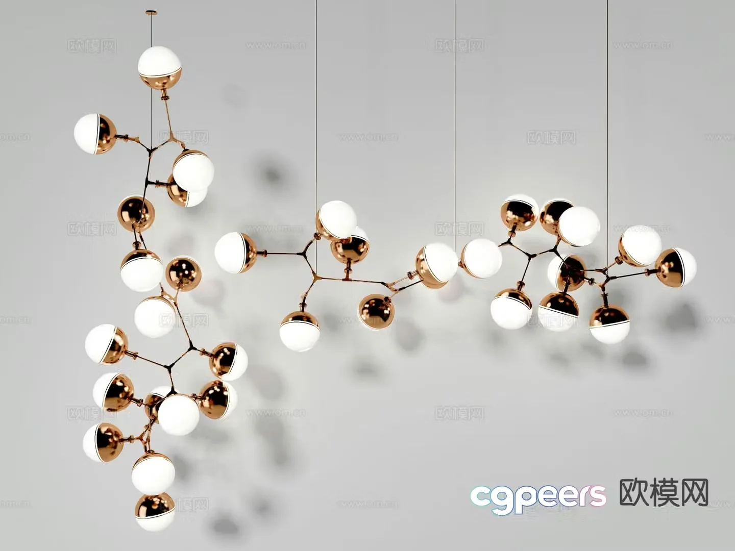 Light luxury multi-head chandelier art chandelier 3d model