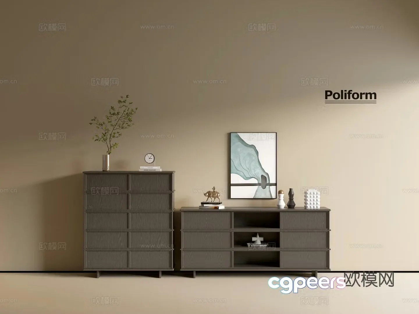 Modern black wood grain cabinet ins wind minimalist wind cabinet whole cabinet sideboard balcony cabinet 3d model