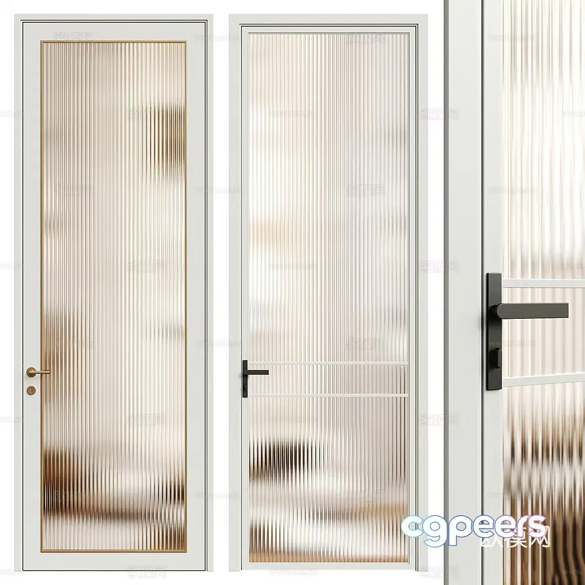 Modern minimalist glass door 3d model
