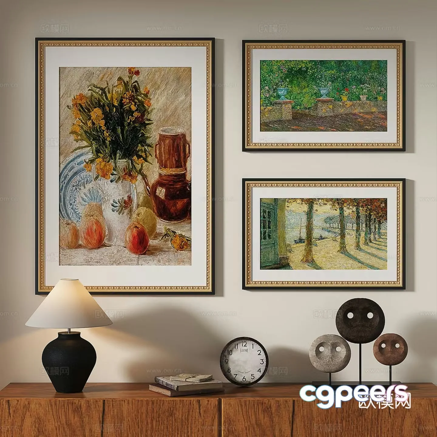 French retro oil painting modern European classical decorative painting 3d model