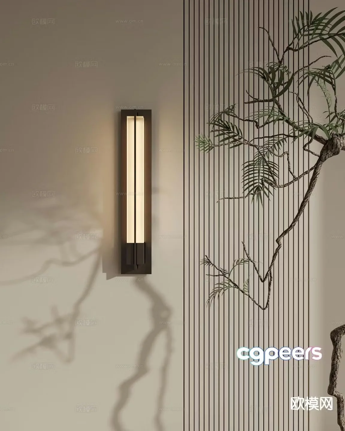 New Chinese style wall lamp long wall lamp 3d model