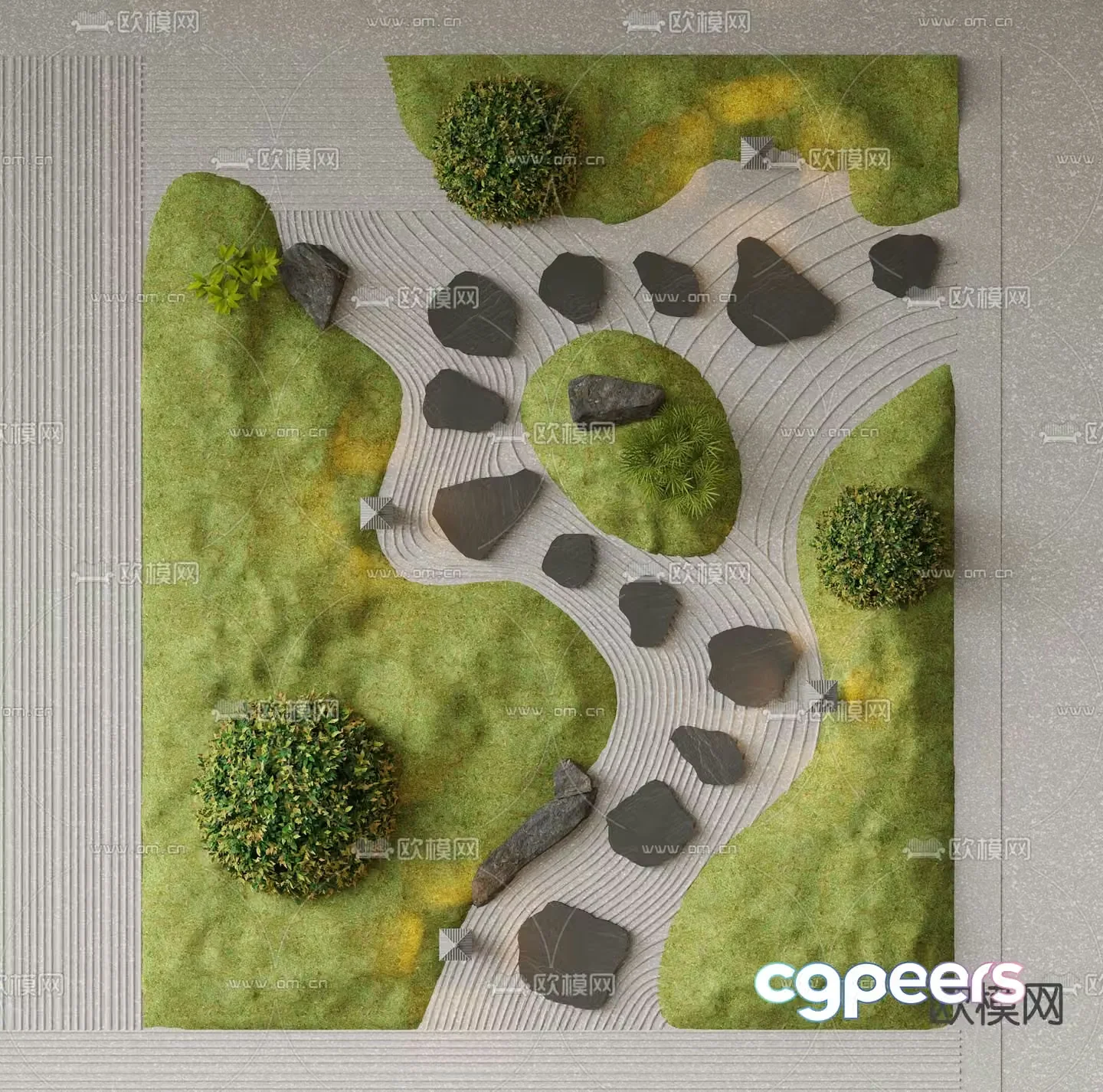 Modern landscape paving garden paving 3D model