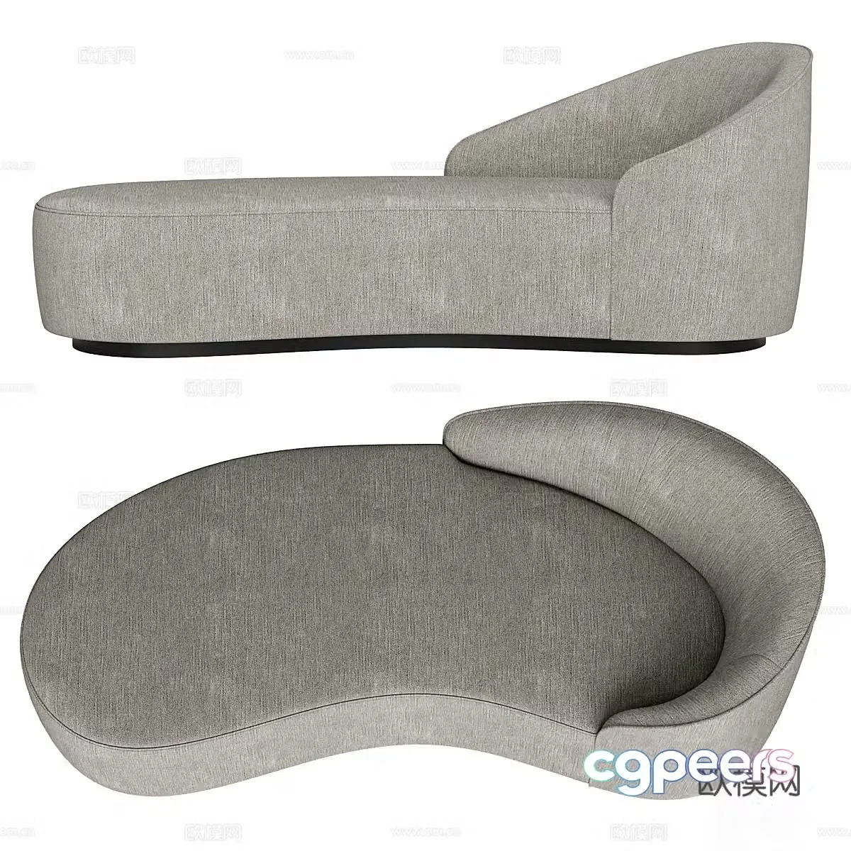 Modern curved sofa 3D model of imperial concubine position