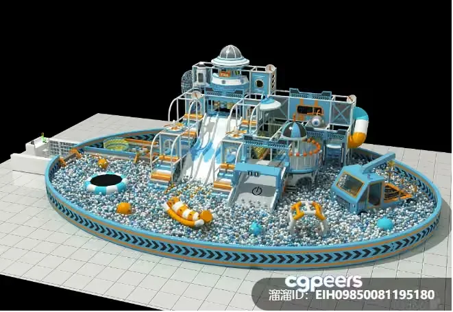 A Large Blue And White Playground 3D Model – 21029 – VRAY Render