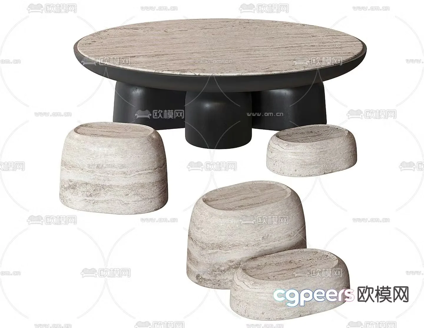 B&B Italia modern round coffee table 3d model