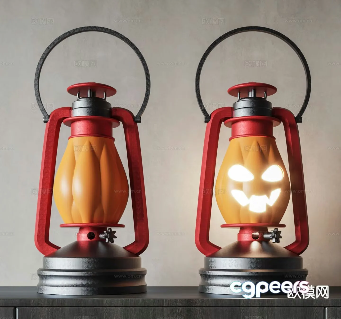 Industrial style halloween table lamp 3d model