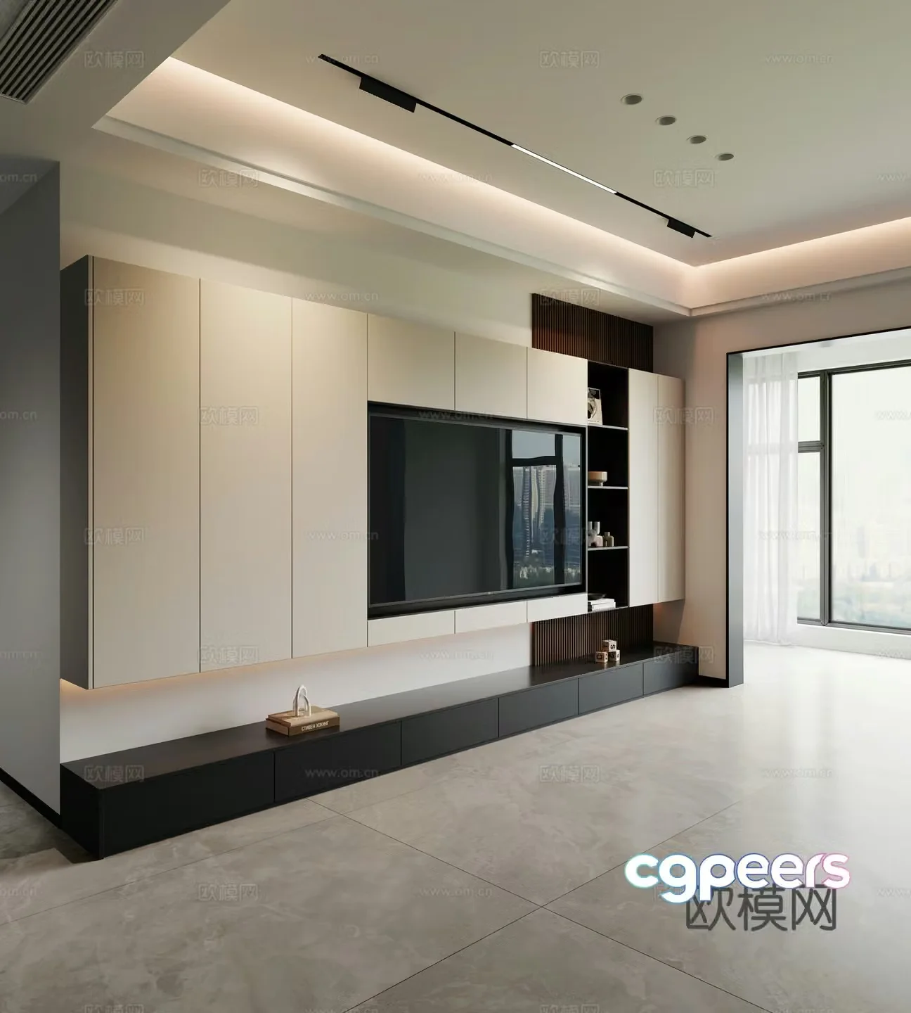 Modern TV background wall 3d model