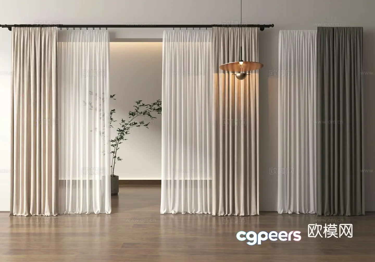 Curtains Gauze Curtains Floor-to-ceiling Curtains 3D Model