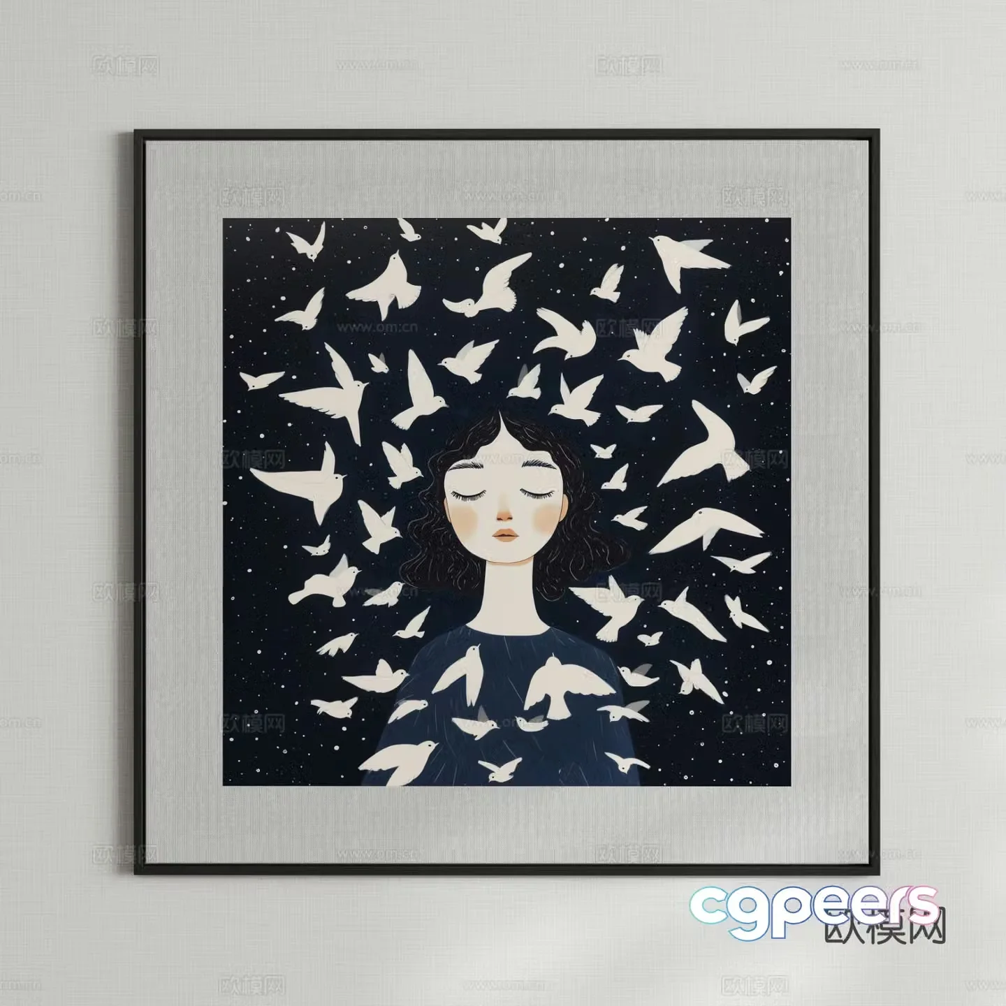 Modern creative hanging painting art painting decorative painting 3D model