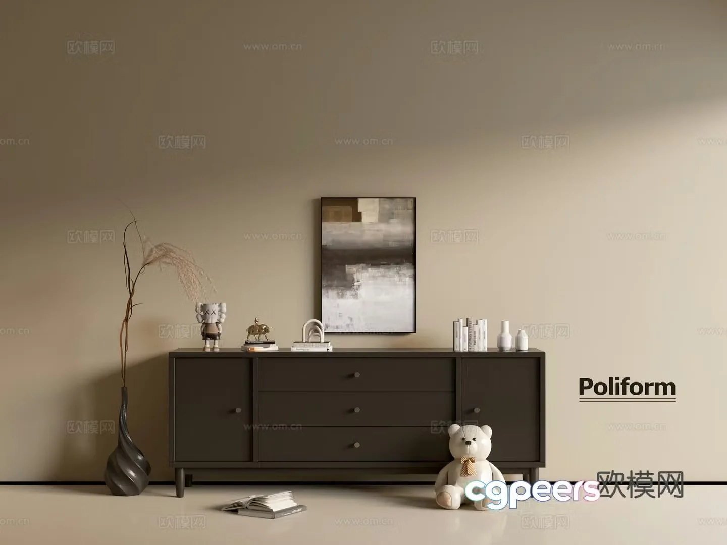 Modern black cabinet ins wind side cabinet chest cabinet low cabinet whole cabinet dining side cabinet balcony cabinet 3d model