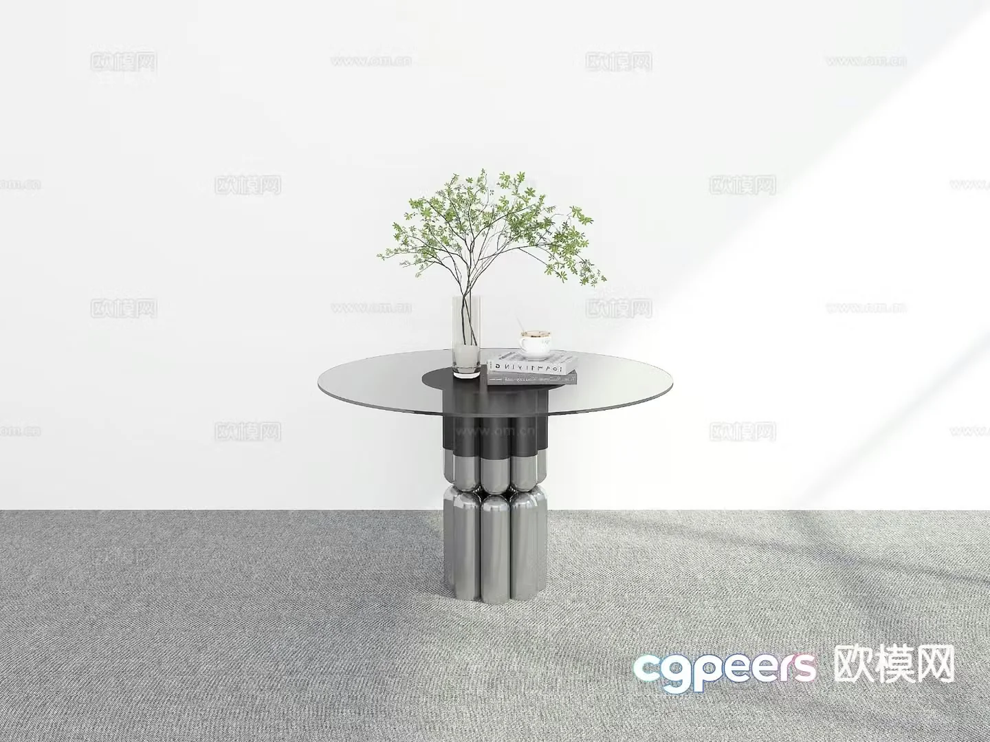 Modern corner table round table 3d model