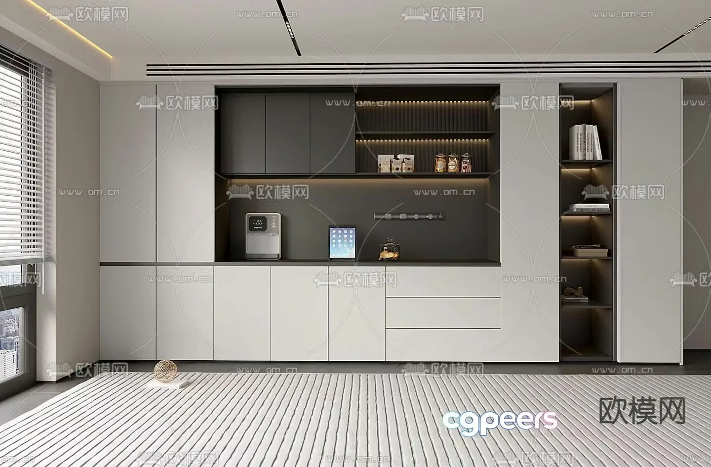 Minimalist style cabinet integrated cabinet locker 3d model