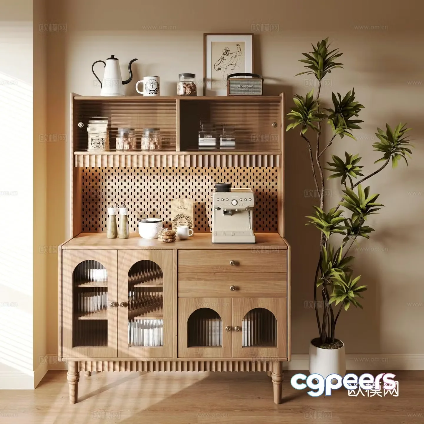 Modern medieval sideboard 3D model