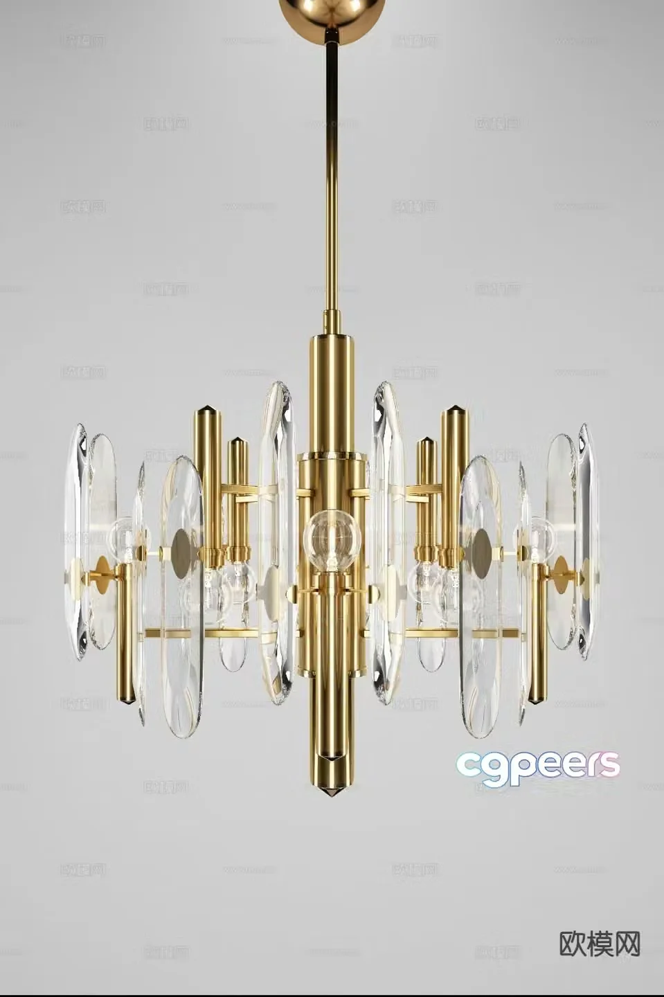 Modern metal chandelier glass chandelier 3d model