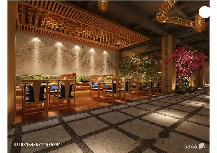 Modern Asian Restaurant 3D Model – 3682 – VRAY Render