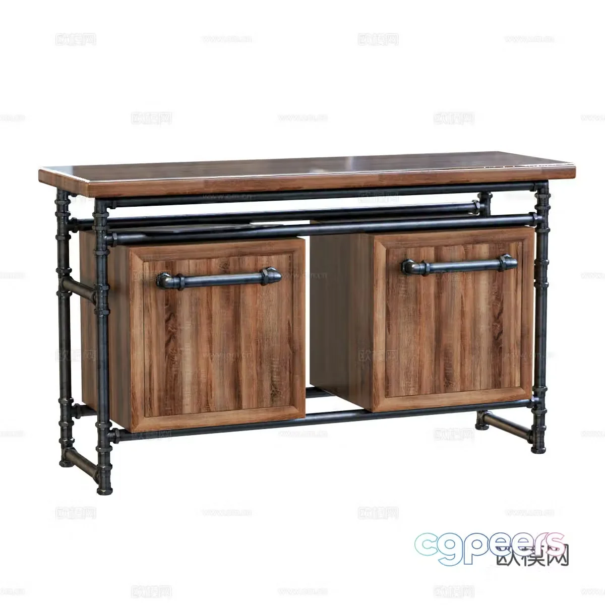 Wabi-sabi style sideboard low cabinet 3D model