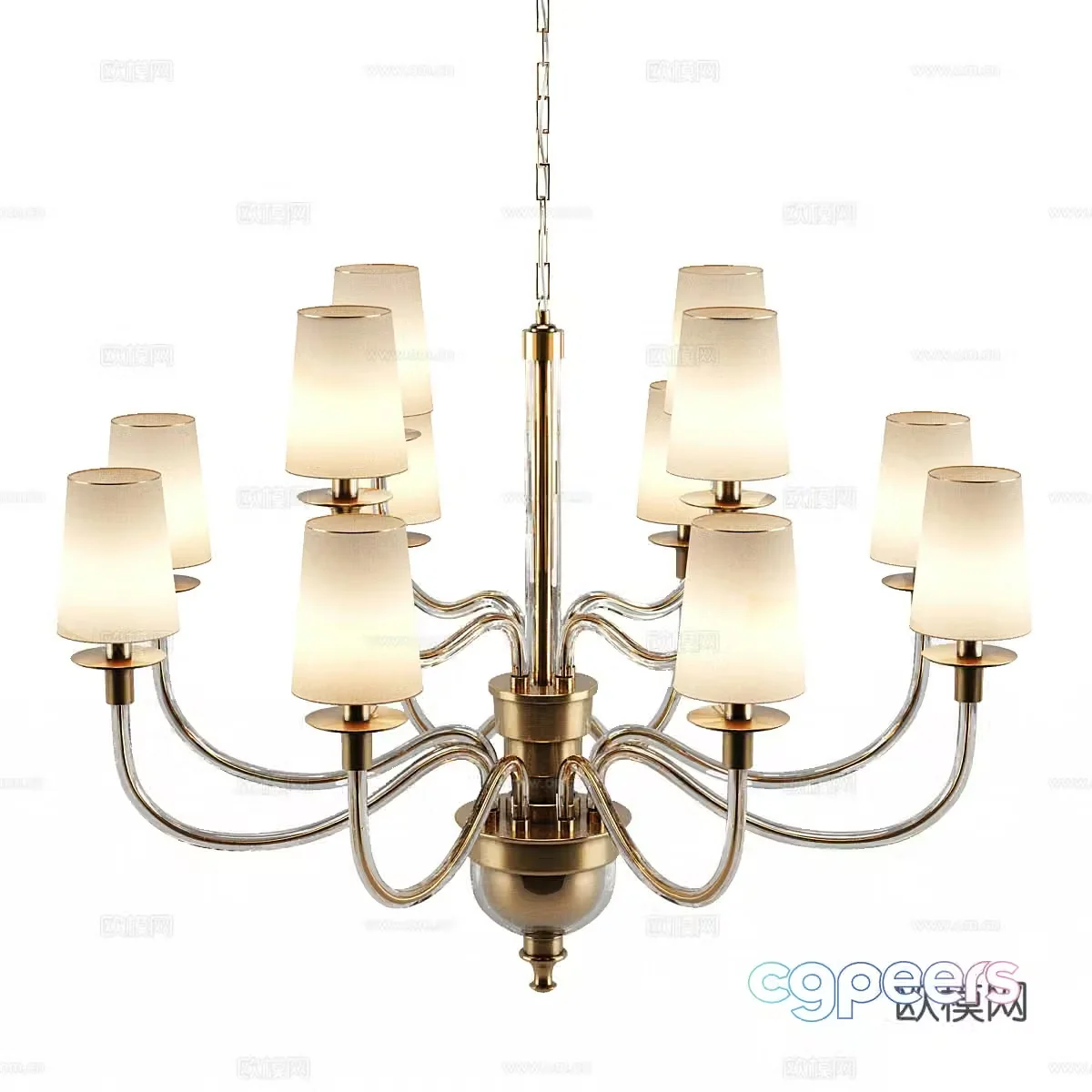 American light luxury multi-head decorative chandelier 3D model