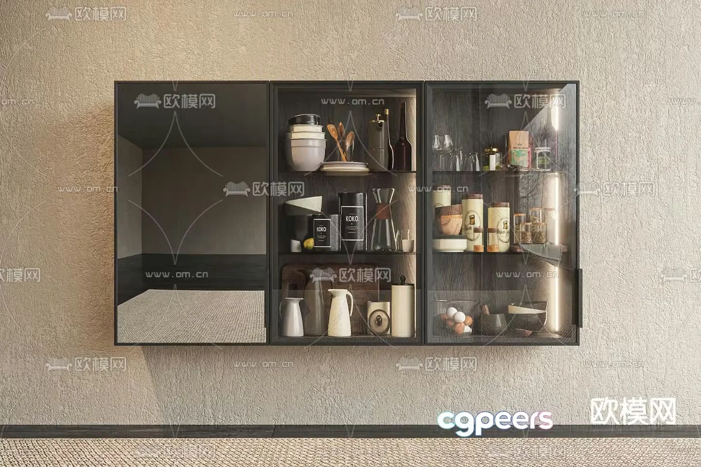 Minotti modern kitchen condiment storage cabinet 3d model