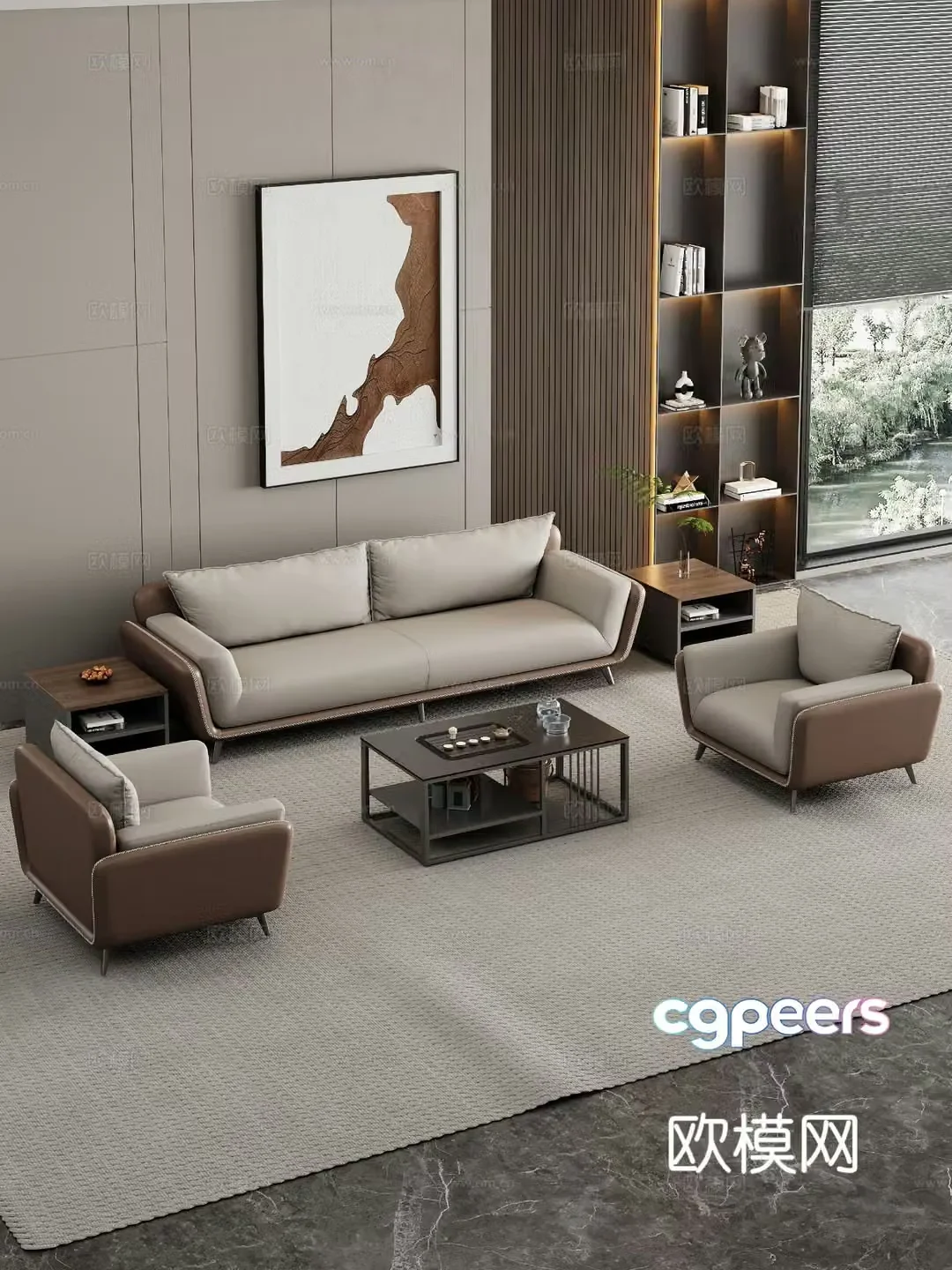 Modern office sofa business sofa reception sofa 3d model
