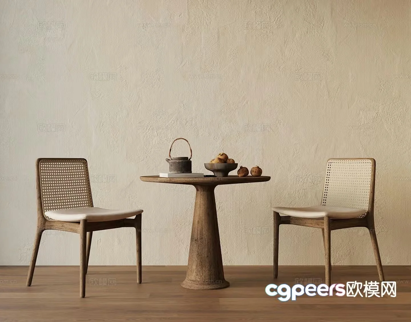Wabi Sabi Leisure Table and Chair Negotiation Table and Chair 3D Model