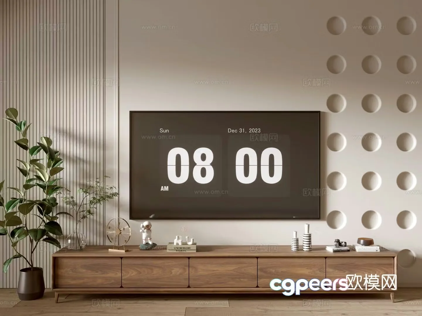 Log TV cabinet 3d model