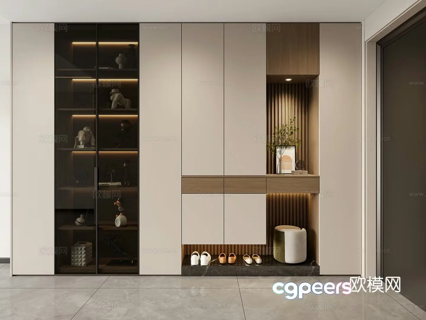 Modern entrance door shoe cabinet entrance door cabinet decoration cabinet glass door cabinet cabinet decoration 3D model